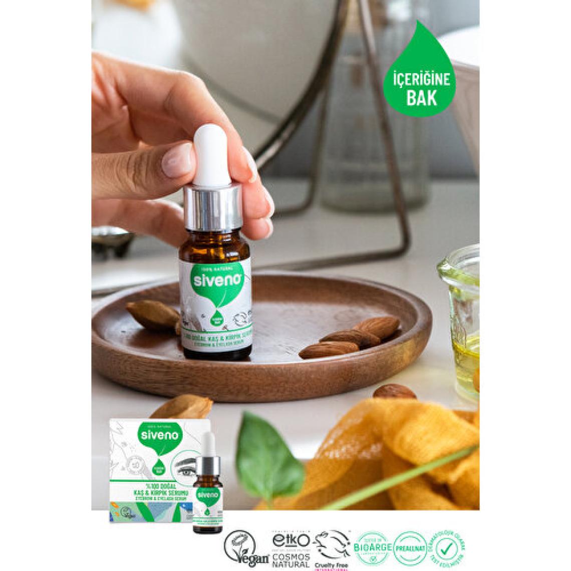 Siveno %100 Doğal Kaş Ve Kirpik Serumu Bitkisel Yoğunlaştırıcı Canlandırıcı Yoğun Bakım Yağı Vegan 10 ml