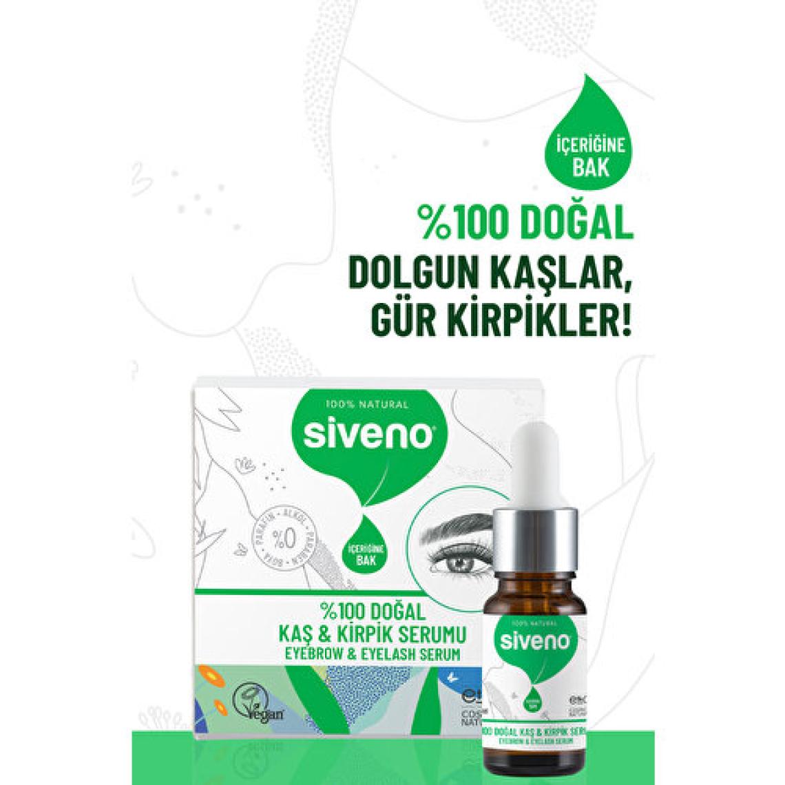 Siveno %100 Doğal Kaş Ve Kirpik Serumu Bitkisel Yoğunlaştırıcı Canlandırıcı Yoğun Bakım Yağı Vegan 10 ml