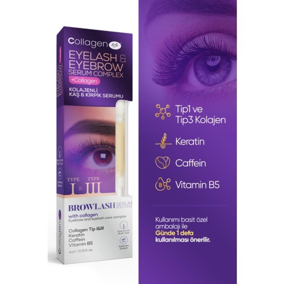 Collagen Life Yeni Nesil Kolajen Caffeine Keratin Vitamin E Içeren Kaş & Kirpik Serumu