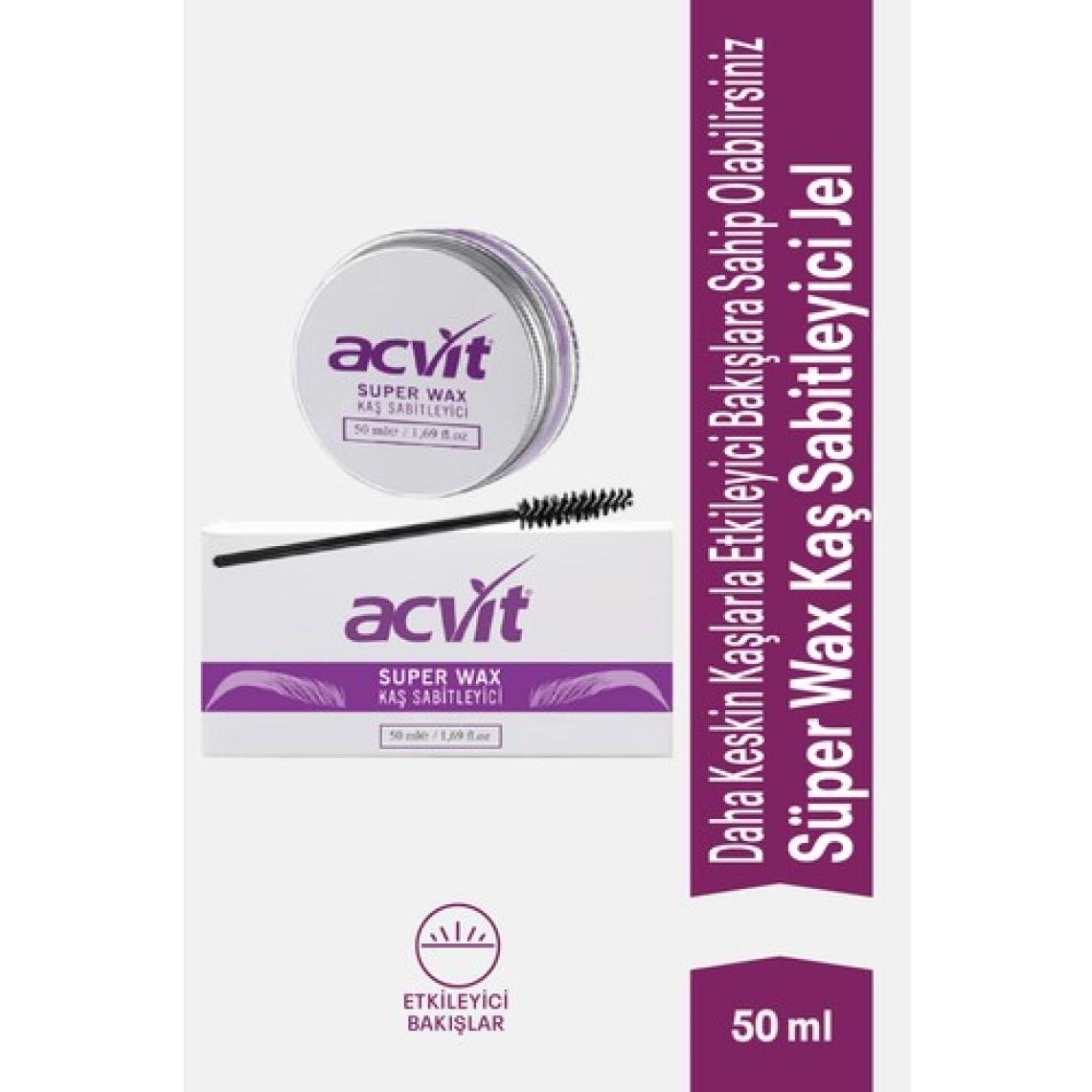 Acvit Kaş Sabitleyici Jel 50 ml - Suya ve Tere Dayanıklı, Doğal Görünümlü, Uzun Süre Kalıcı, Vitamin Takviyeli, Dermatolojik Olarak Test Edilmiştir