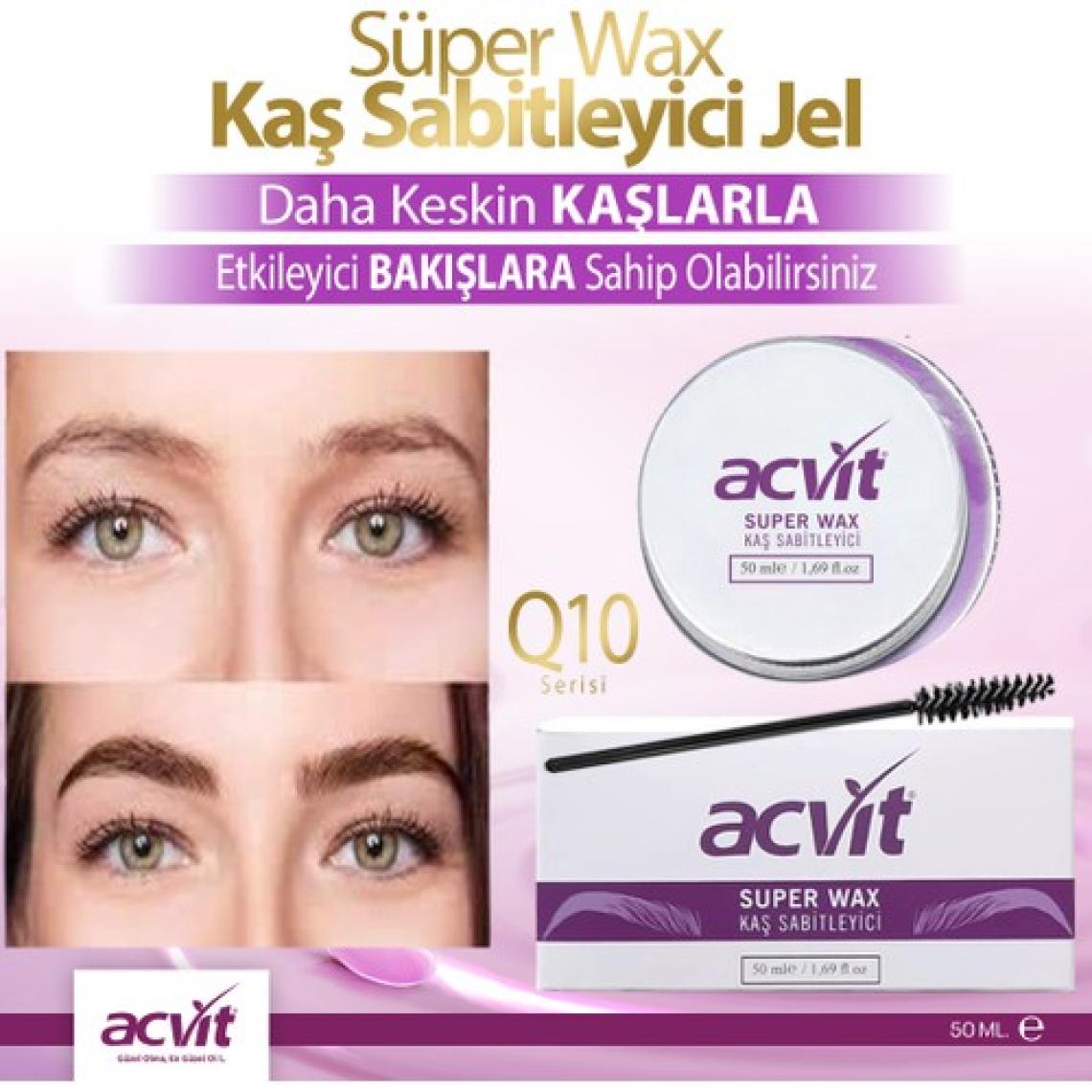 Acvit Kaş Sabitleyici Jel 50 ml - Suya ve Tere Dayanıklı, Doğal Görünümlü, Uzun Süre Kalıcı, Vitamin Takviyeli, Dermatolojik Olarak Test Edilmiştir