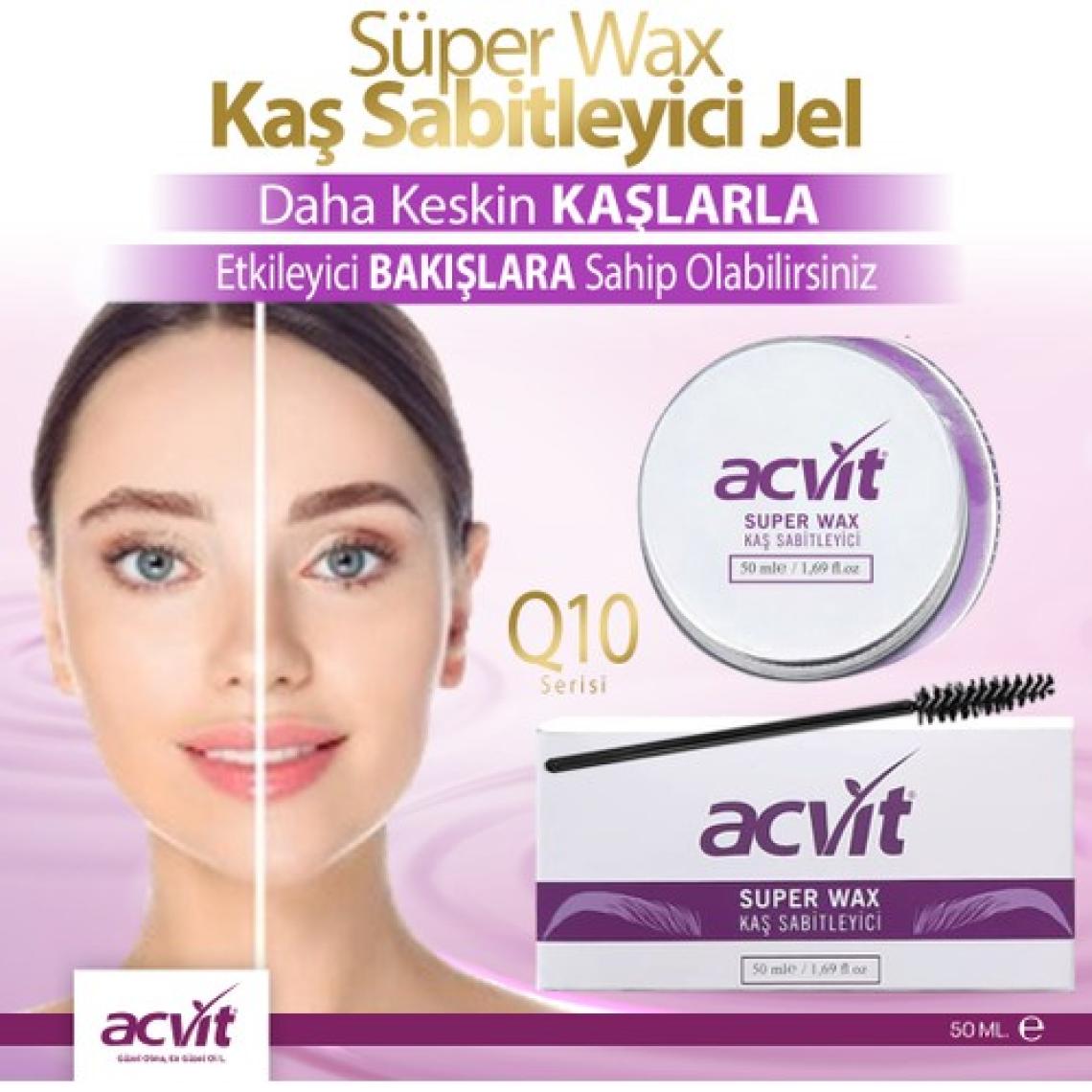 Acvit Kaş Sabitleyici Jel 50 ml - Suya ve Tere Dayanıklı, Doğal Görünümlü, Uzun Süre Kalıcı, Vitamin Takviyeli, Dermatolojik Olarak Test Edilmiştir