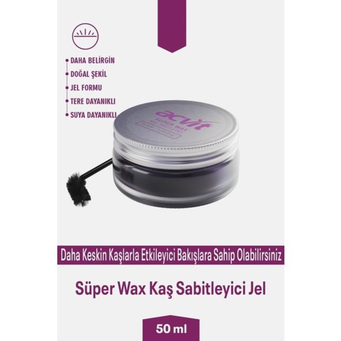 Acvit Kaş Sabitleyici Jel 50 ml - Suya ve Tere Dayanıklı, Doğal Görünümlü, Uzun Süre Kalıcı, Vitamin Takviyeli, Dermatolojik Olarak Test Edilmiştir