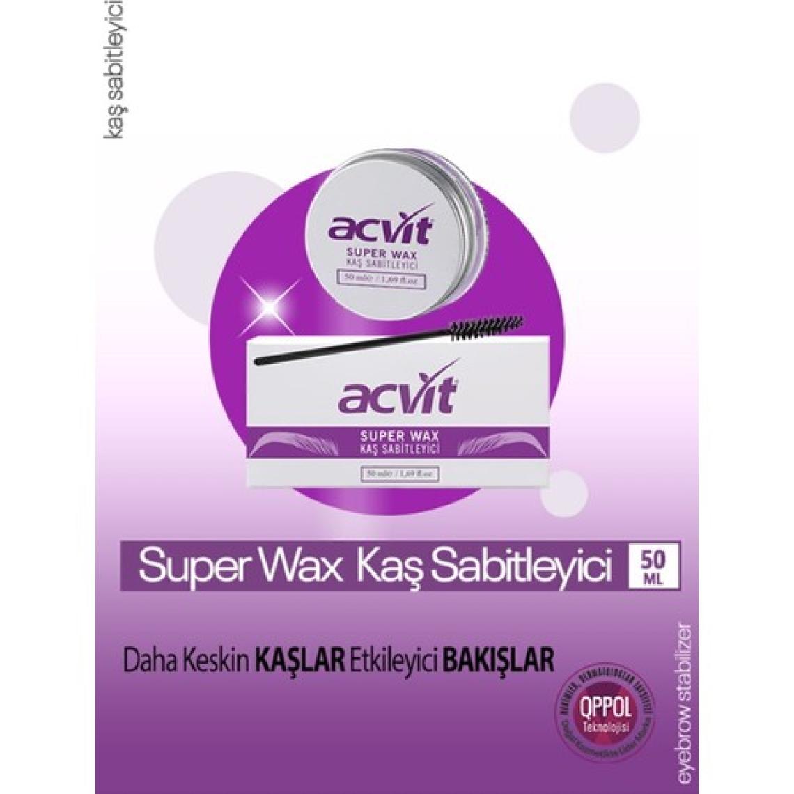 Acvit Kaş Sabitleyici Jel 50 ml - Suya ve Tere Dayanıklı, Doğal Görünümlü, Uzun Süre Kalıcı, Vitamin Takviyeli, Dermatolojik Olarak Test Edilmiştir