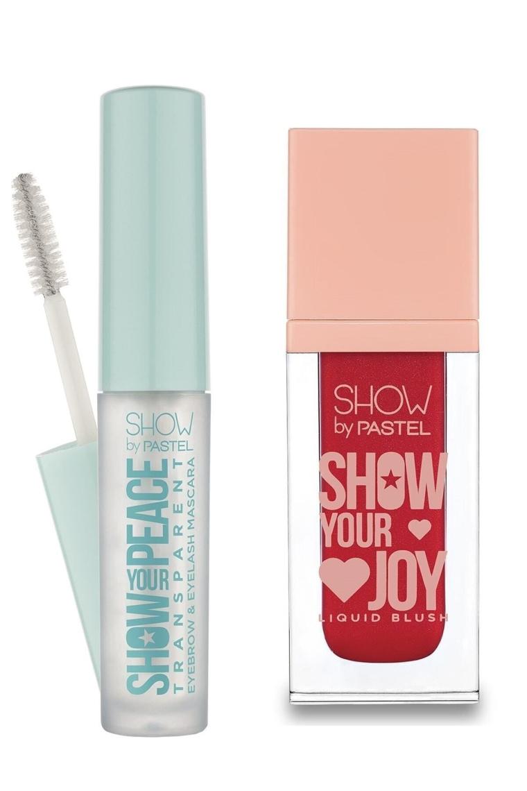 Show By Pastel Transparan Kaş ve Kirpik Maskarası + Pastel Show Your Joy Liquid Blush Likit Allık 52