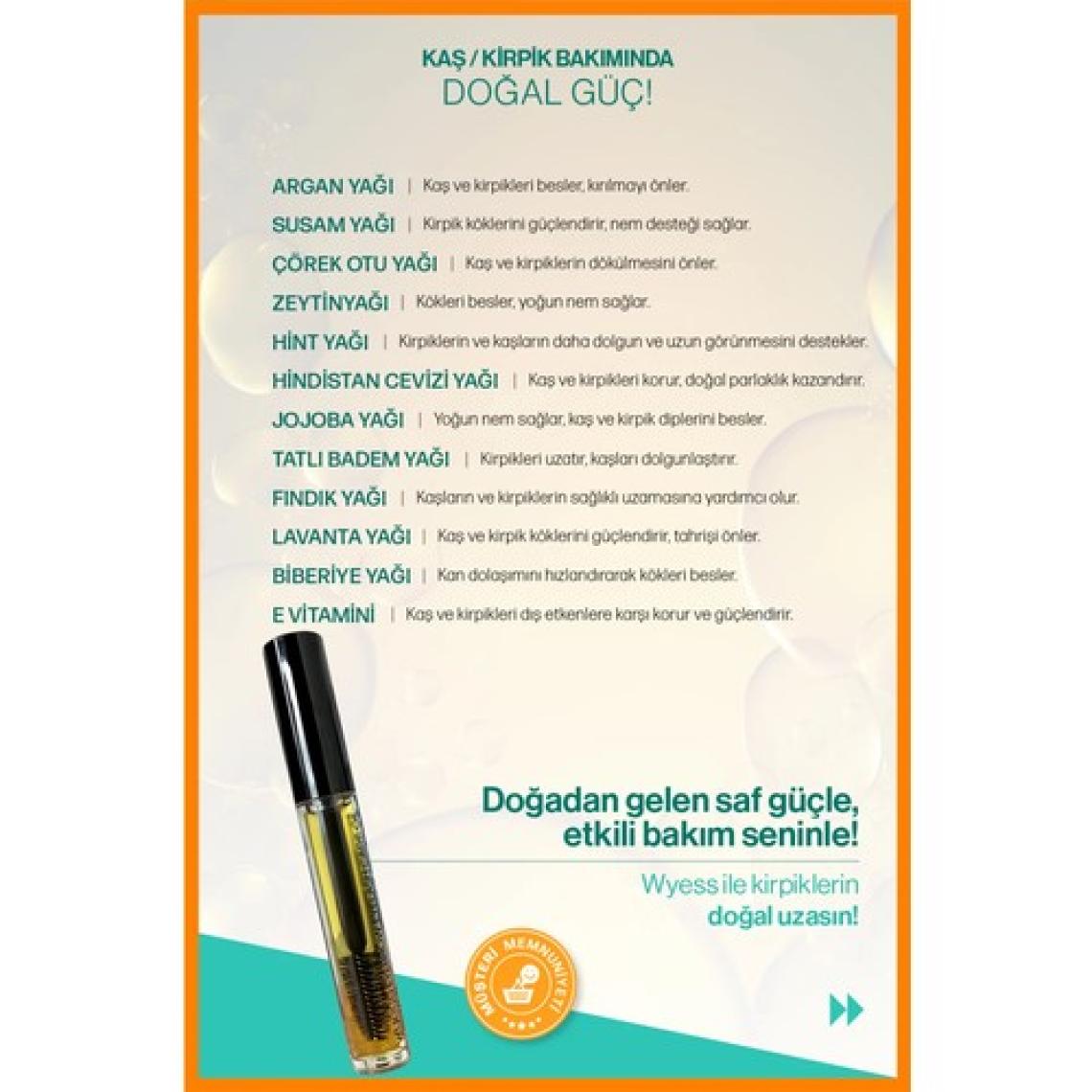 Wyess Organik Kaş Kirpik Bakım Yağı - Lavanta Yağı, Biberiye Yağı, E Vitaminli