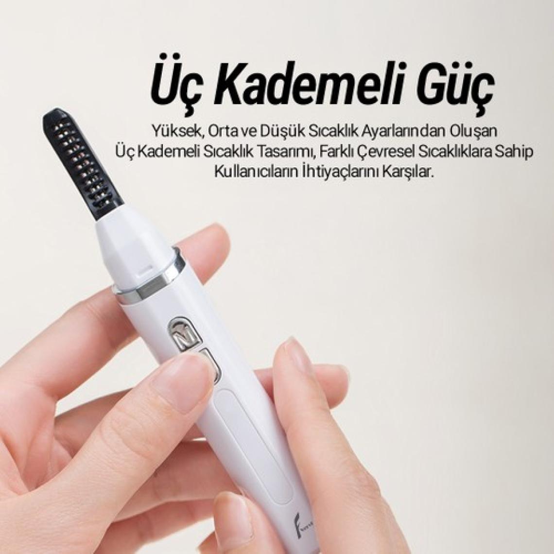 Veryfit Isıtmalı Kirpik Kıvırıcısı, 3 Sıcaklık Modlu Elektrikli Kirpik Fırçası Usb-C Şarjlı