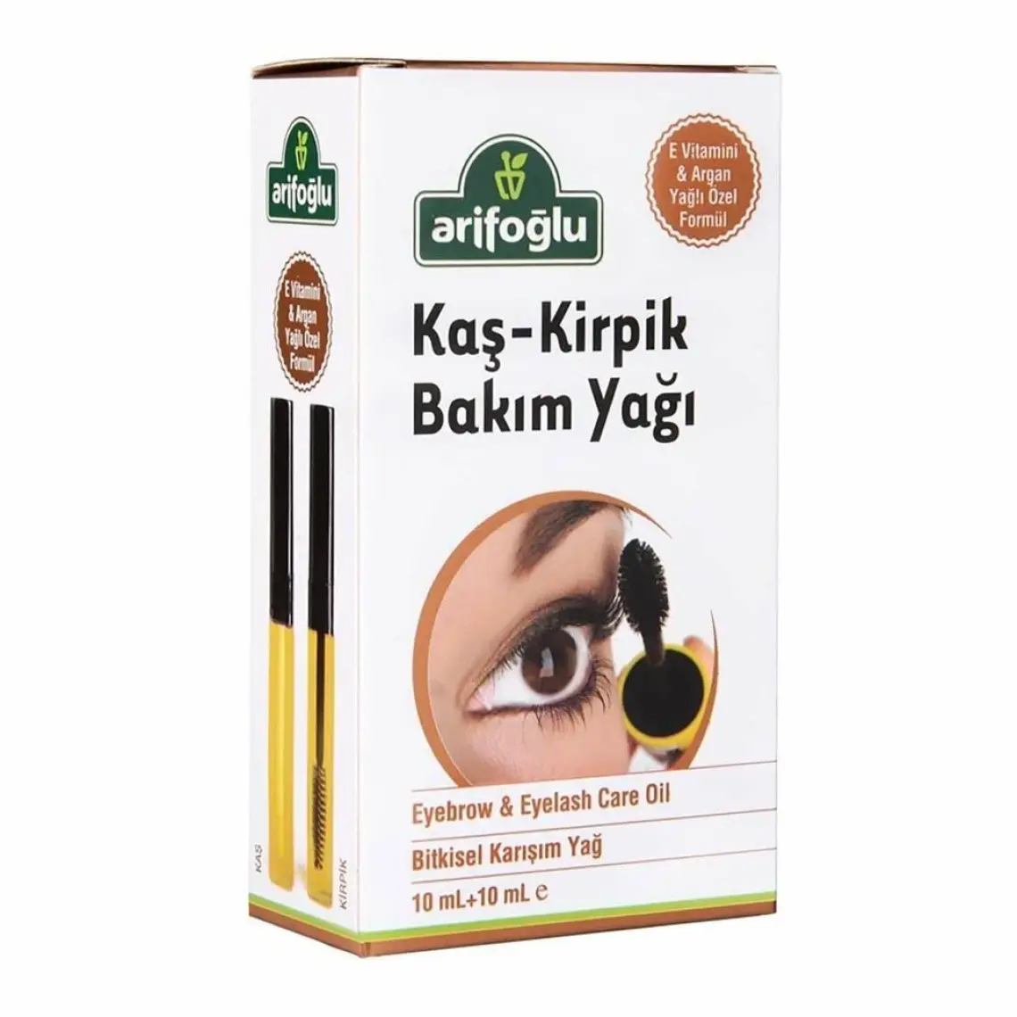 Arifoğlu Kaş Kirpik Bakım Yağı 10 ml + 10 ml - Argan Yağlı & Doğal E Vitaminli