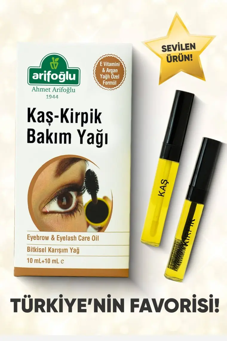 Arifoğlu Kaş Kirpik Bakım Yağı 10 ml + 10 ml - Argan Yağlı & Doğal E Vitaminli