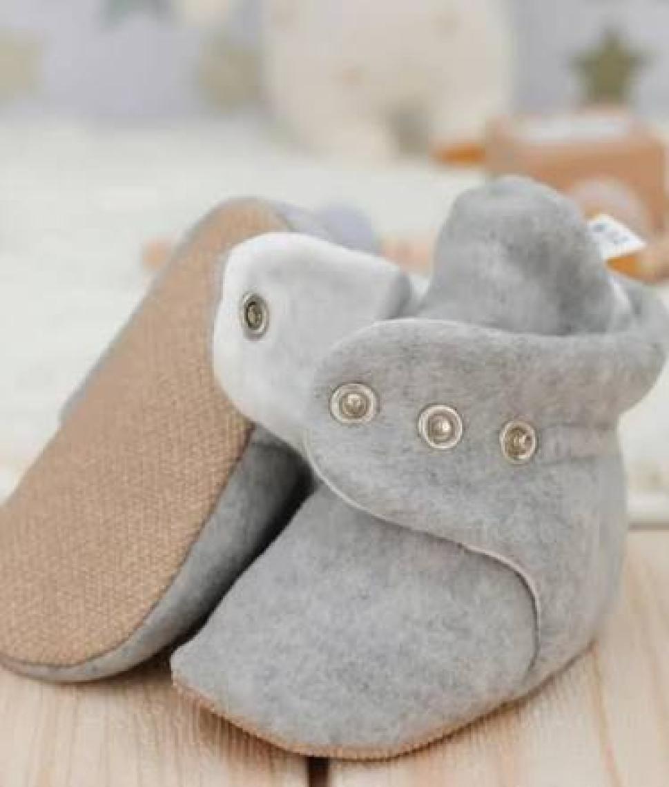 Ella Bonna Polar Bebek Pandufu, Kaydırmaz Taban, Ev Botu, Kreş Ayakkabısı Patik, Gri