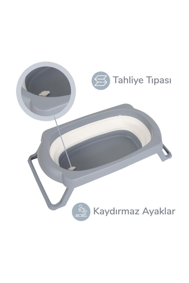 3 Parça Bebek Küvet Seti, Bebek Banyo Küveti, Katlanır Küvet 50 Litre