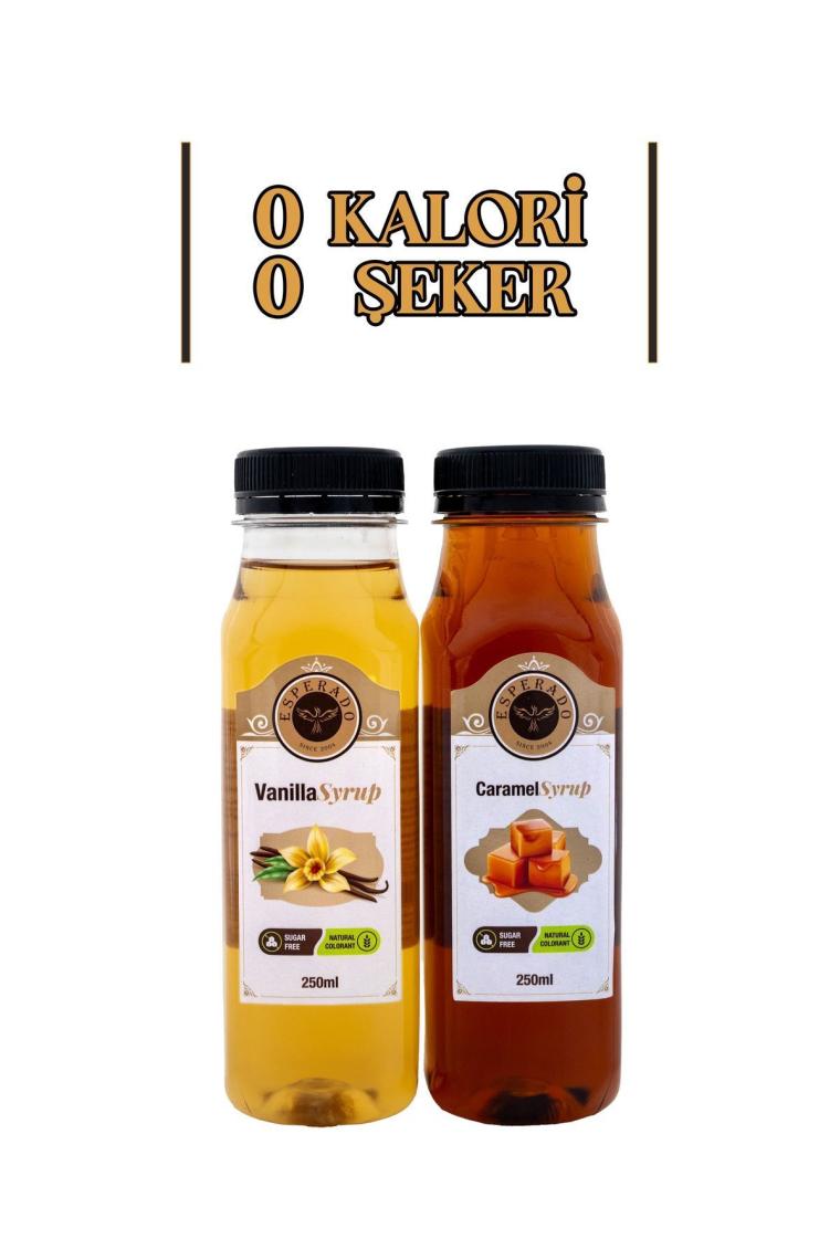 Vanilya * Karamel Aromalı Kahve & Kokteyl Şurubu 2 Li Set Şekersiz 2 X 250 ml