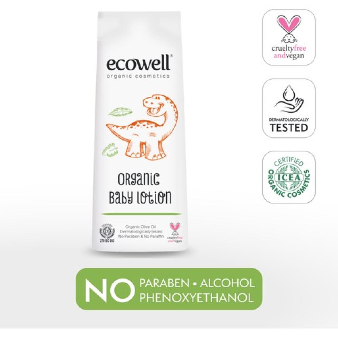 Ecowell Bebek Yüz ve Vücut Losyonu, Organik & Vegan Sertifikalı, Nemlendirici Bebe Kremi, Parabensiz, 300ml