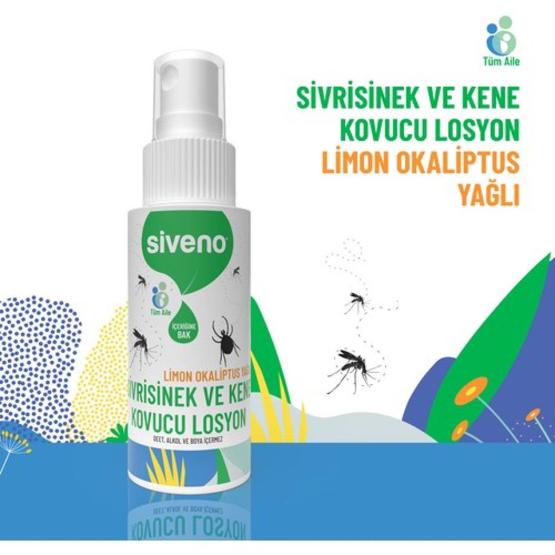 Siveno Sivrisinek ve Kene Kovucu Sprey Losyon Bitkisel Tüm Vücut İçin Seyahat Tatil Boy 50 ml