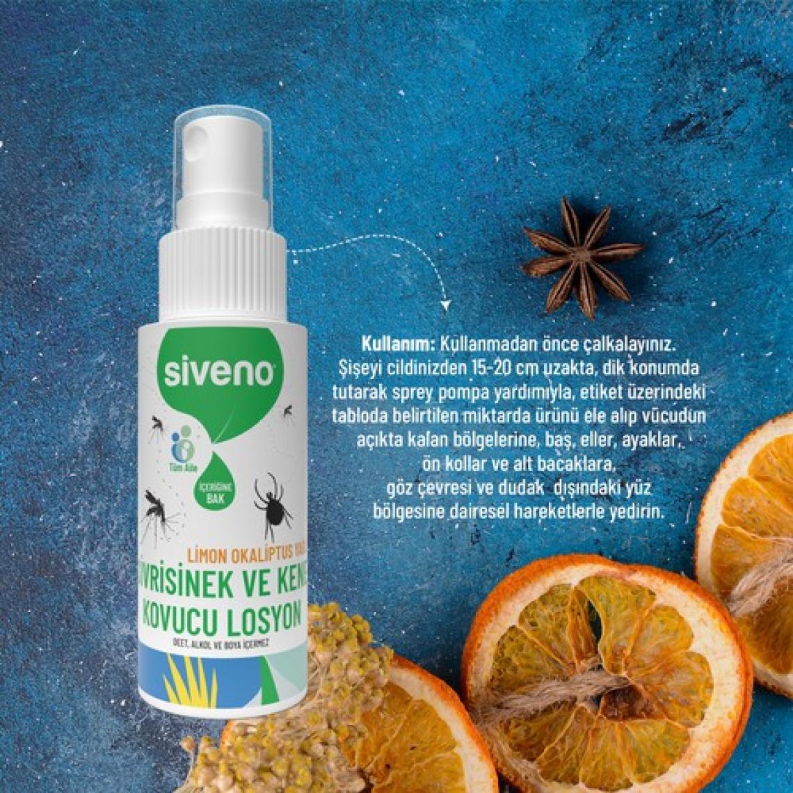 Siveno Sivrisinek ve Kene Kovucu Sprey Losyon Bitkisel Tüm Vücut İçin Seyahat Tatil Boy 50 ml