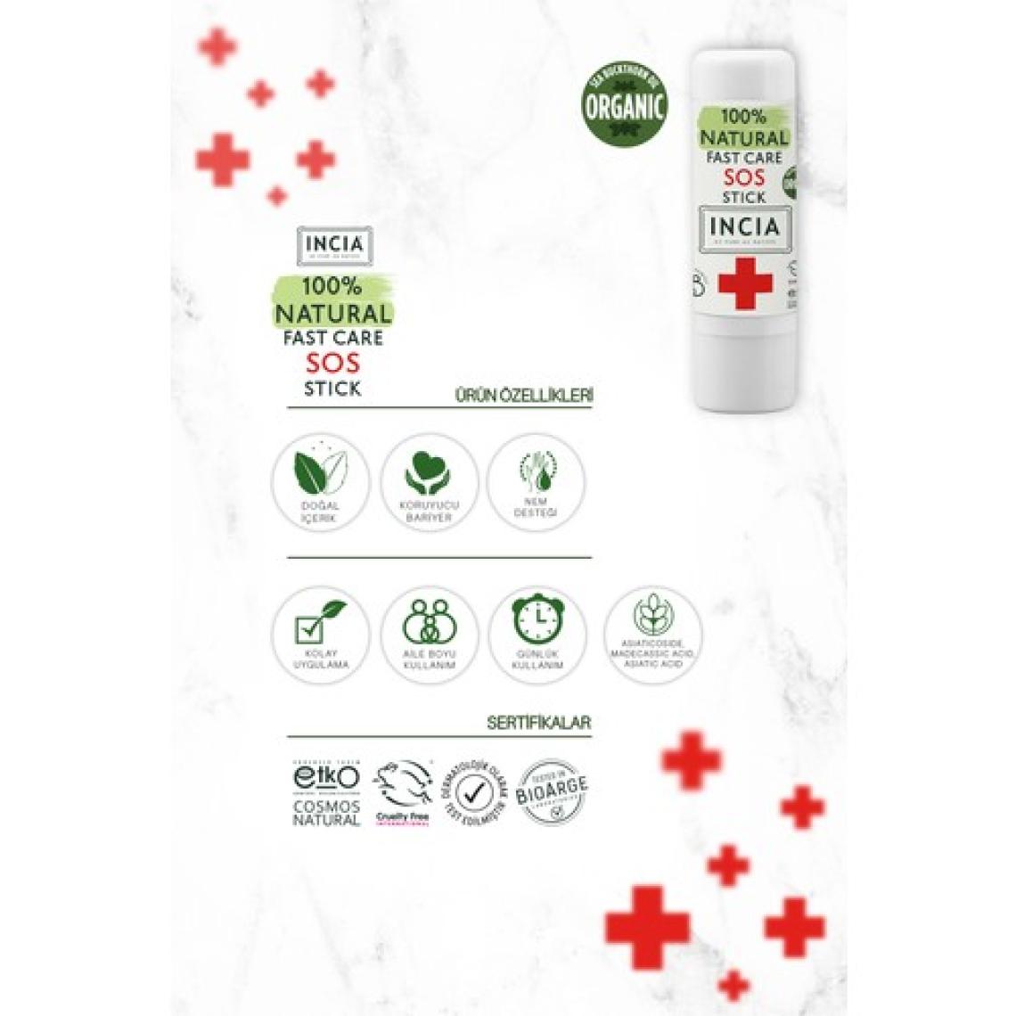 INCIA %100 Doğal Sos Stick Anlık Yatıştırıcı Organik Yalancı İğde Hızlı Koruma Bitkisel 6 ml