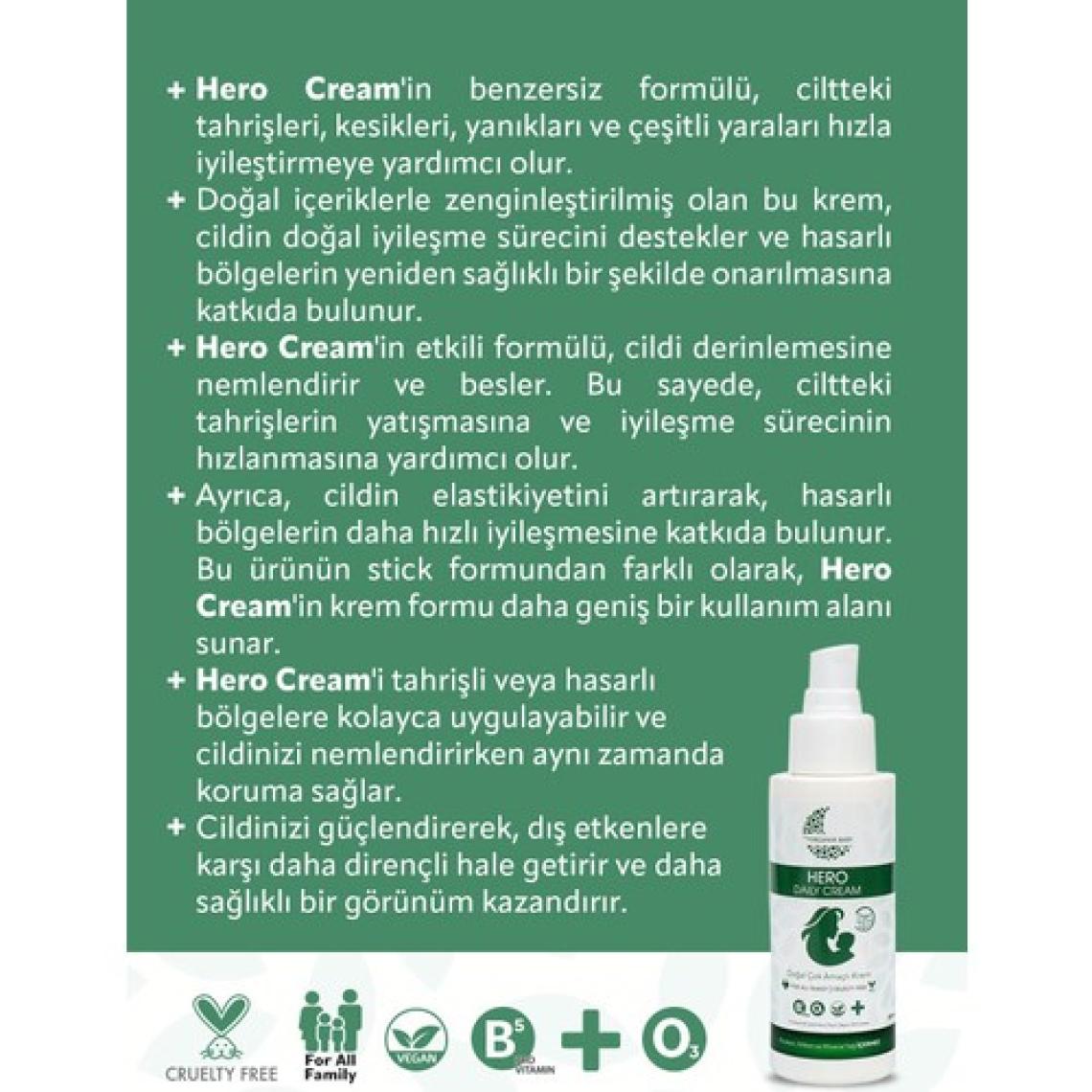 Organik Baby Çok Amaçlı Hero Daily Cream (Krem)- %99 Doğal İçerik Provitamin B5 İçeriği Anlık Yatıştırıcı 100 ml
