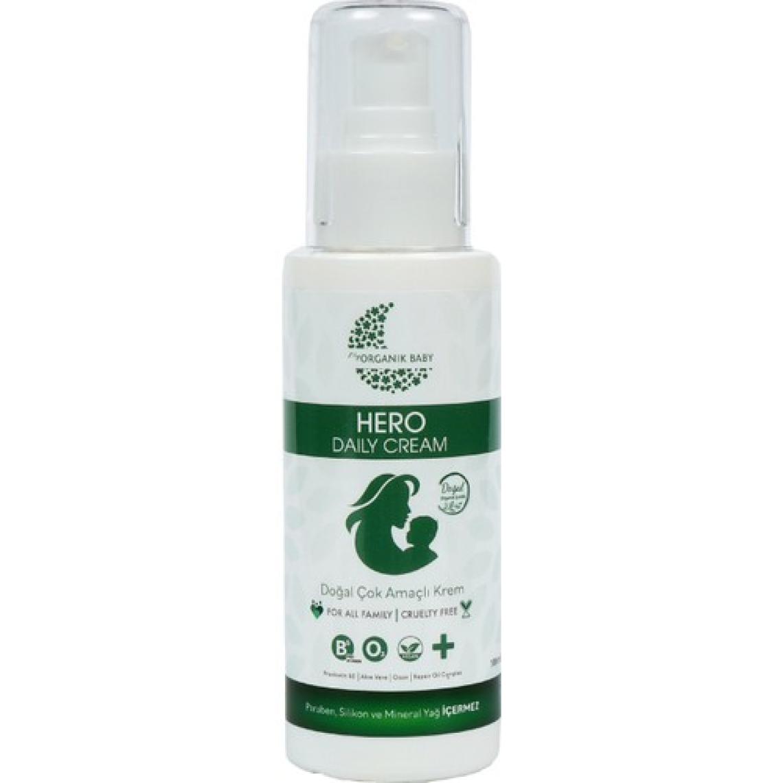 Organik Baby Çok Amaçlı Hero Daily Cream (Krem)- %99 Doğal İçerik Provitamin B5 İçeriği Anlık Yatıştırıcı 100 ml