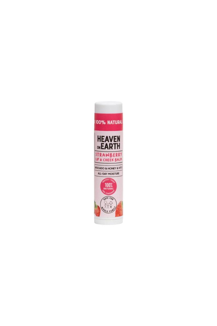 Heaven On Earth %100 Doğal Strawberry Lip & Cheek Balm Nemlendirici Besleyici Renkli ve Çilekli Dudak ve Yanak Balmı