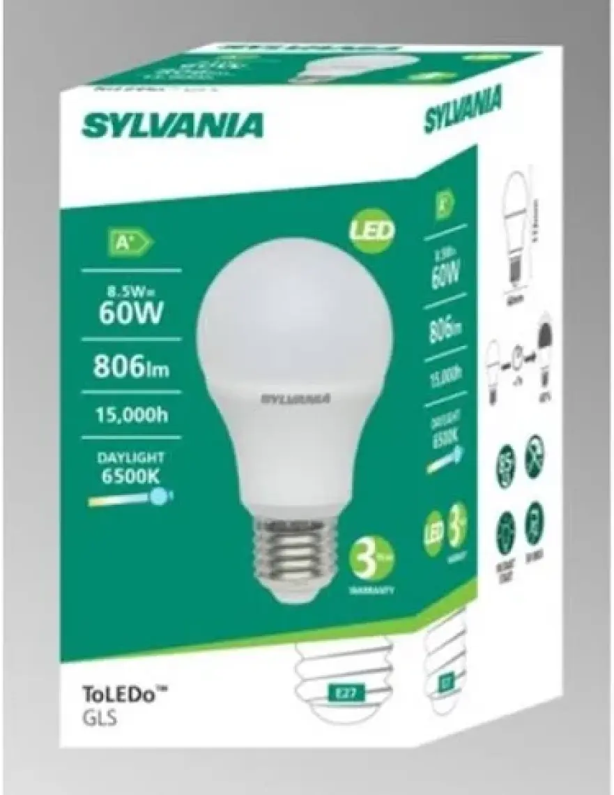 Sylvania LED Ampul E-27 Normal Duy 8,5W-60 W Beyaz Renk 6500K