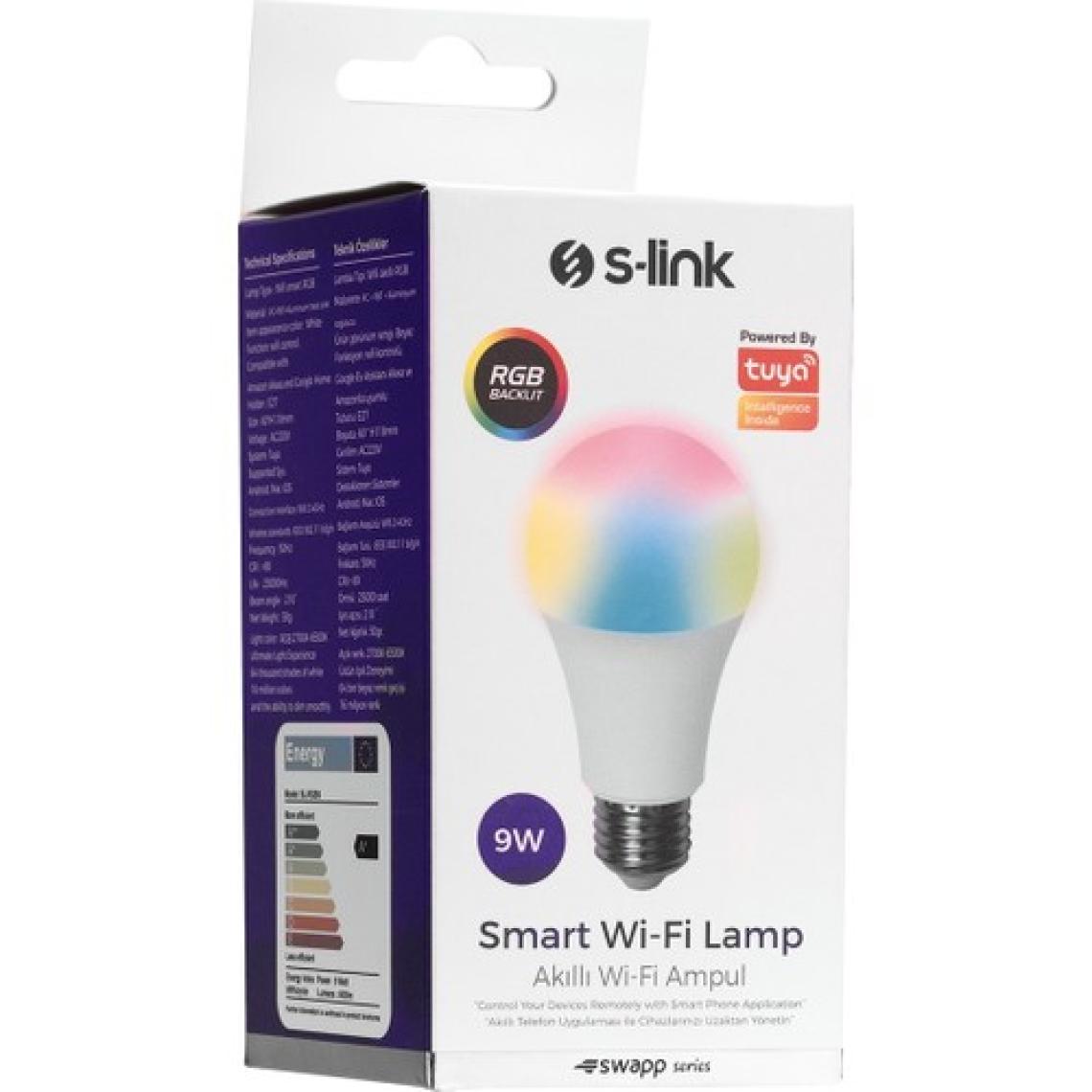 S-Link Swapp Sl-Rgb9 Akıllı Rgb LED Lamba Ampul 9W 50Hz 800 Lümen Wifi Tuya Destekli