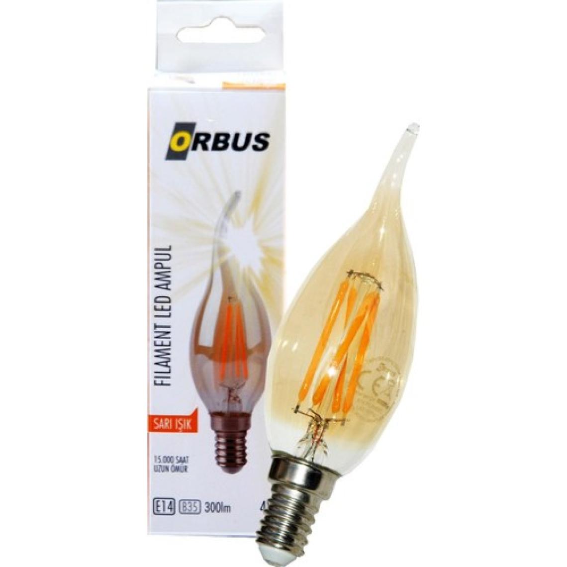 Orbus Dekoratif Rustik Kıvrık Mum Ampul E14 Amber 4 W