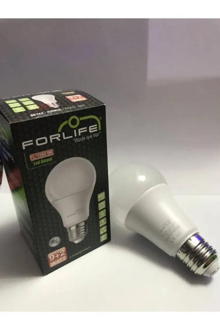 Forlife Renkli LED Ampül 2 Renk Beyaz-Kirmizi 9+2 Watt FL-1260-BK