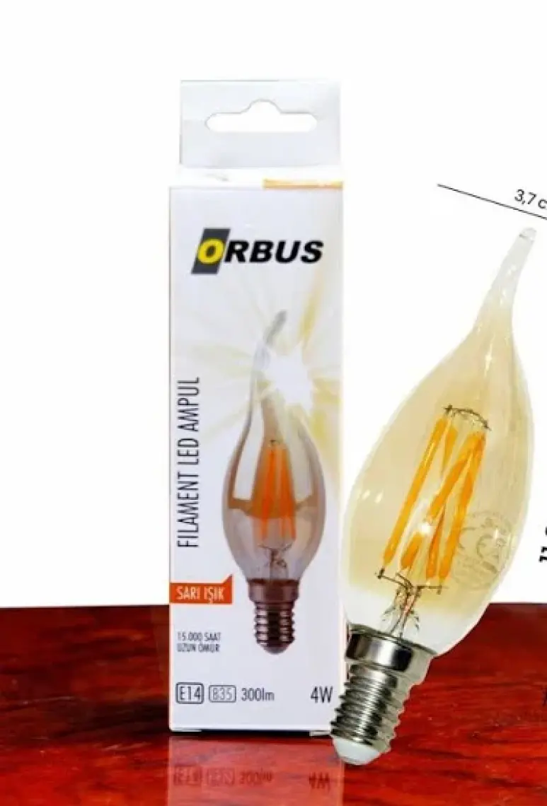 Orbus Dekoratif Rustik Kıvrık Mum Ampul E14 Amber 4 W