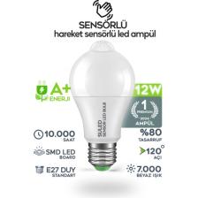 Suled   Hareket Sensörlü LED Lamba E27 Duy 12W Işık Lamba A Otomatik LED Ampül Hareket Algılayıcılı