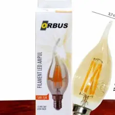 Orbus Dekoratif Rustik Kıvrık Mum Ampul E14 Amber 4 W