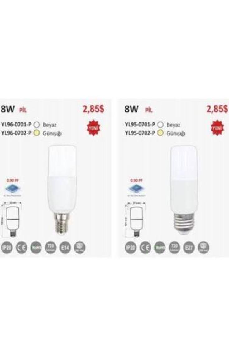 Noas Pil LED Buji Ampul 8W E27 6500K Beyaz Işık