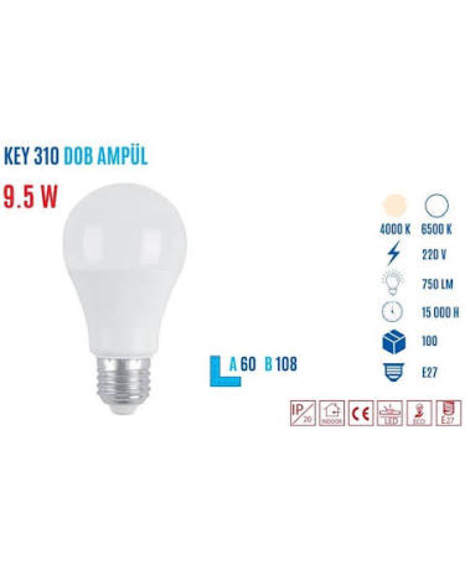 Ycl KEY-310 B E27 A60 10W LED Ampul Beyaz
