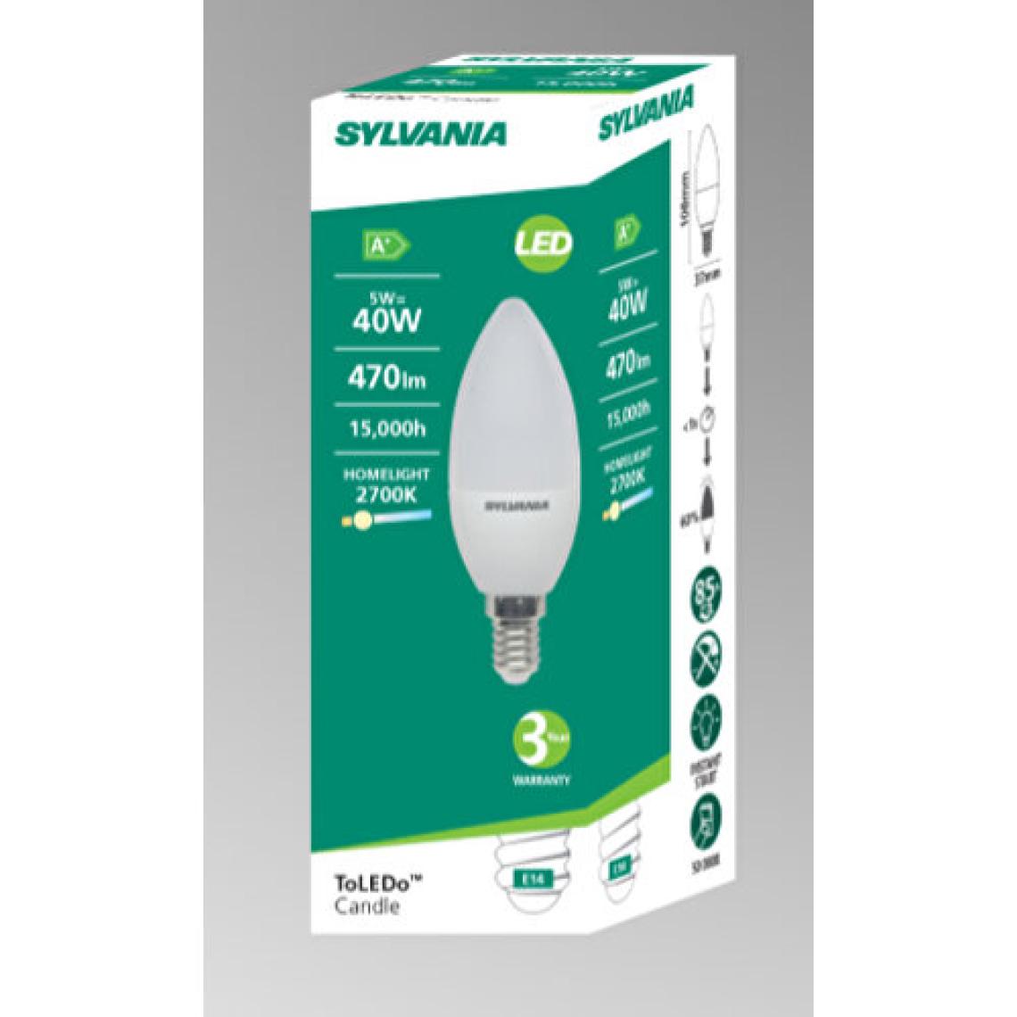 Sylvania E14 LED Mum Lamba 5W Sarı Işık