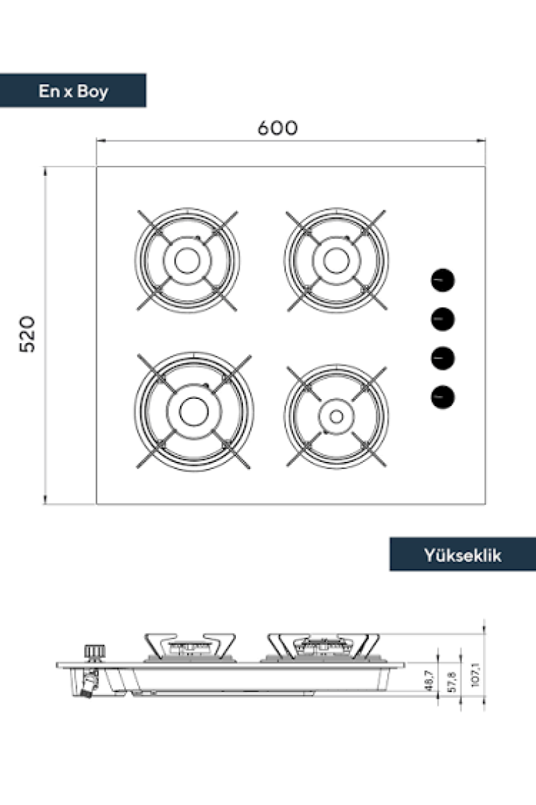 Kumtel KO-40TAHDF Beyaz Cam Ankastre Ocak