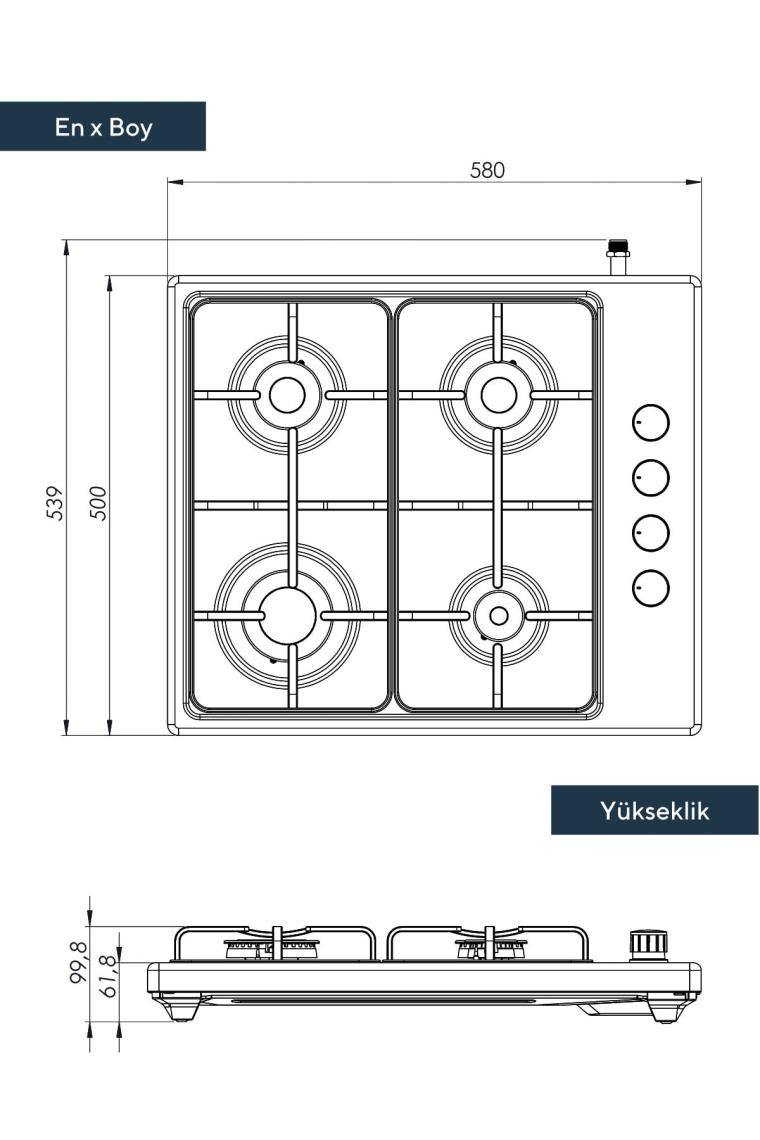 Kumtel KO-420F Siyah Doğalgazlı Set Üstü Ocak