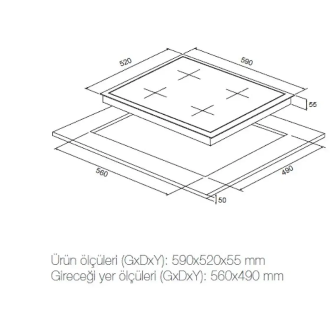 Esty ACO5360B02 Siyah Ankastre Ocak - Doğalgazlı