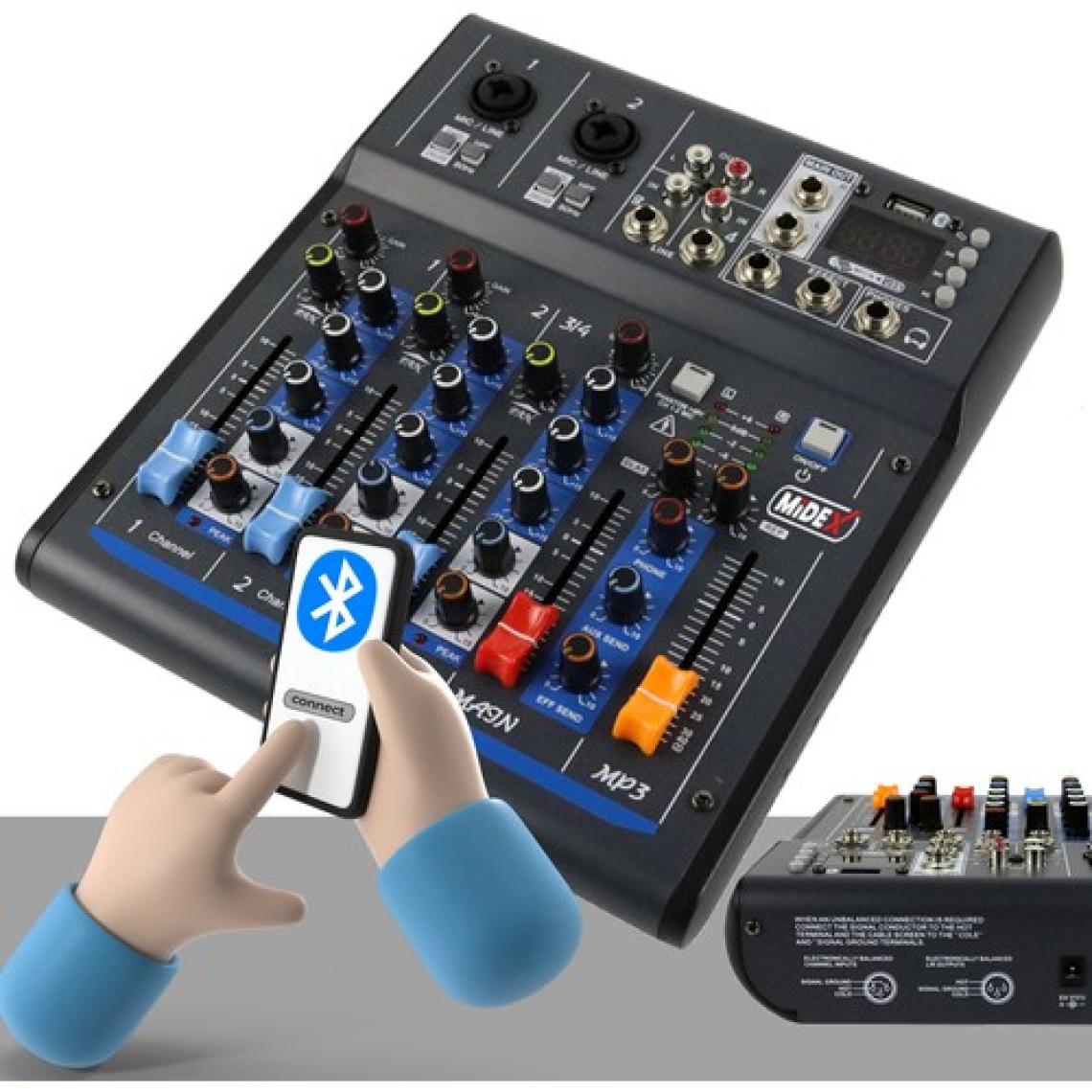 Midex MDX-45S Ses Mikseri Stüdyo Kayıt Için 4 Kanal Ses Kartlı +48V Phantomlu Kayıt Mikseri