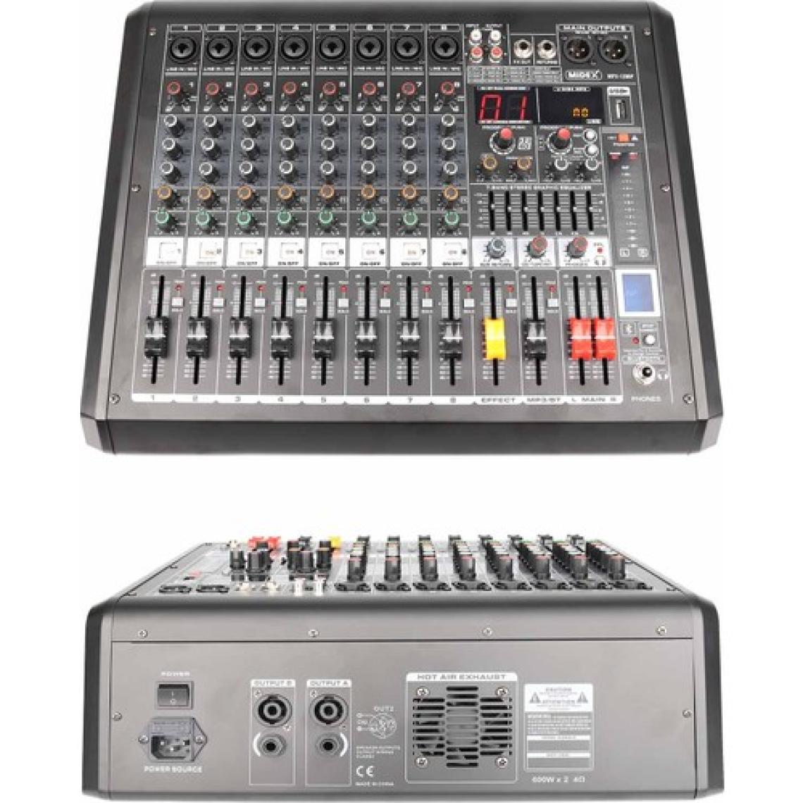 Midex MPX-1200P Power Mikser Amfi 8 Kanal 2 x 600W Multi Efekt Bt Eq USB