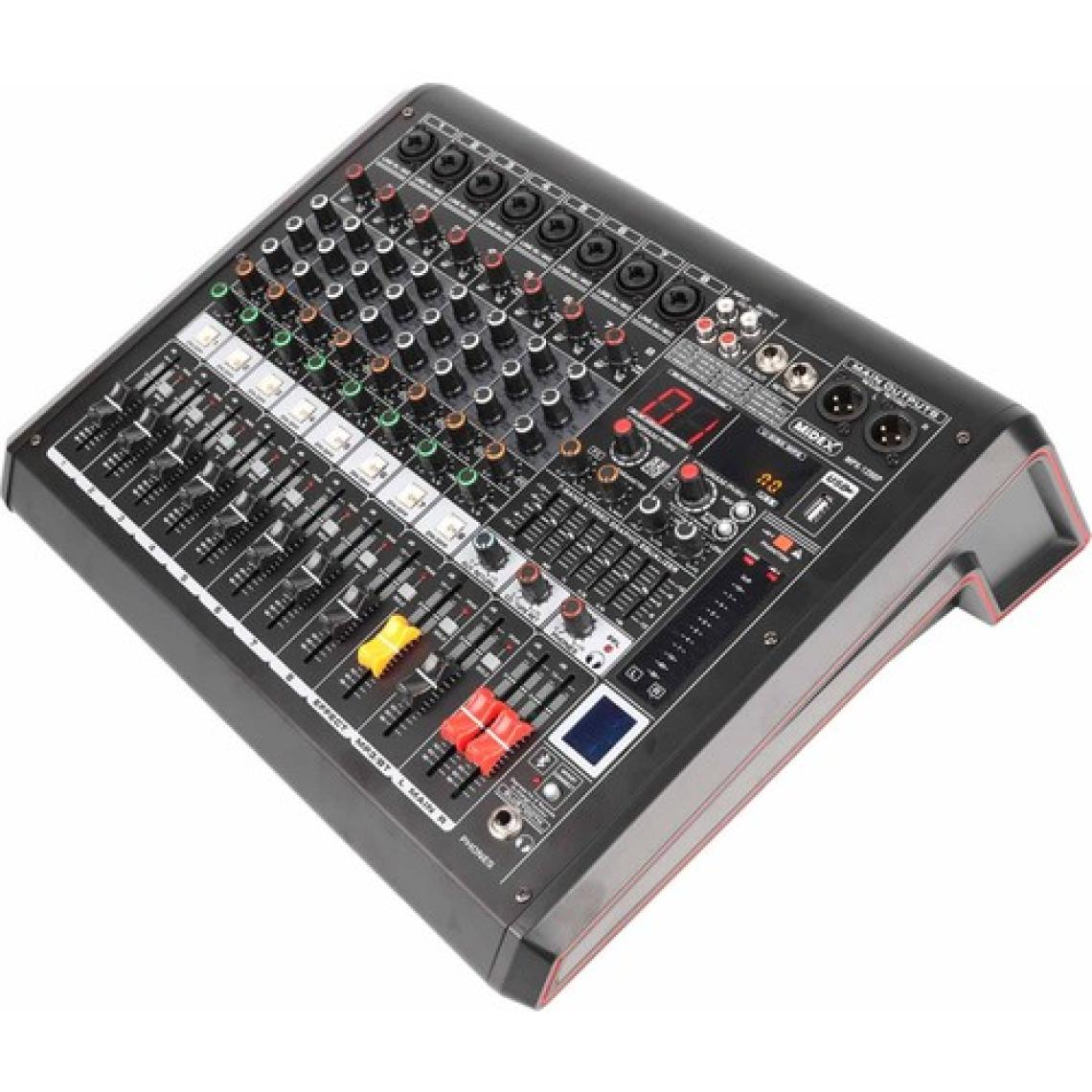 Midex MPX-1200P Power Mikser Amfi 8 Kanal 2 x 600W Multi Efekt Bt Eq USB