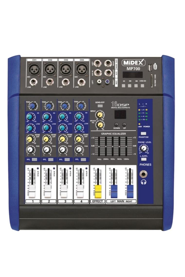 Mp-700 Power Mikser Amfi 2x350w 4 Kanal Dsp Efekt Eq Usb