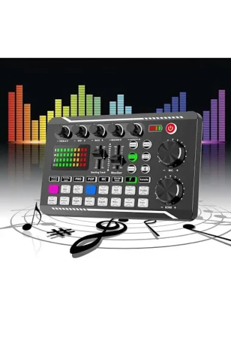 Hymark Stüdyo Ses Mikseri Şarjlı F998 Bluetooth DJ Canlı Yayın Kondenser Mikrofon Bağlantısı