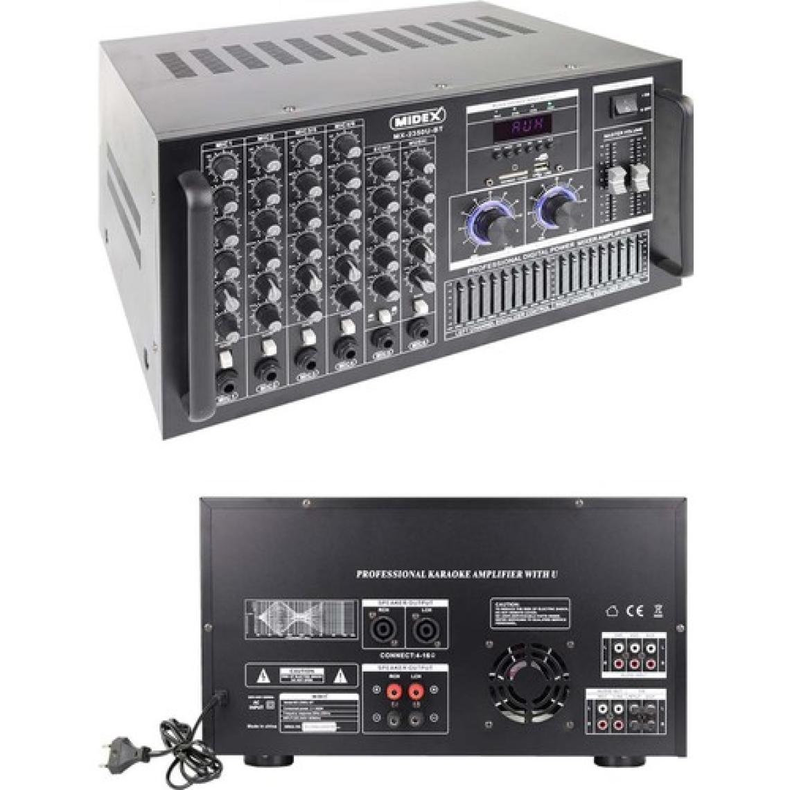 Midex Mx-2350U Ekolayzer'lı Stereo Power Mikser Anfi 2x350 Watt 4-16 Ohm