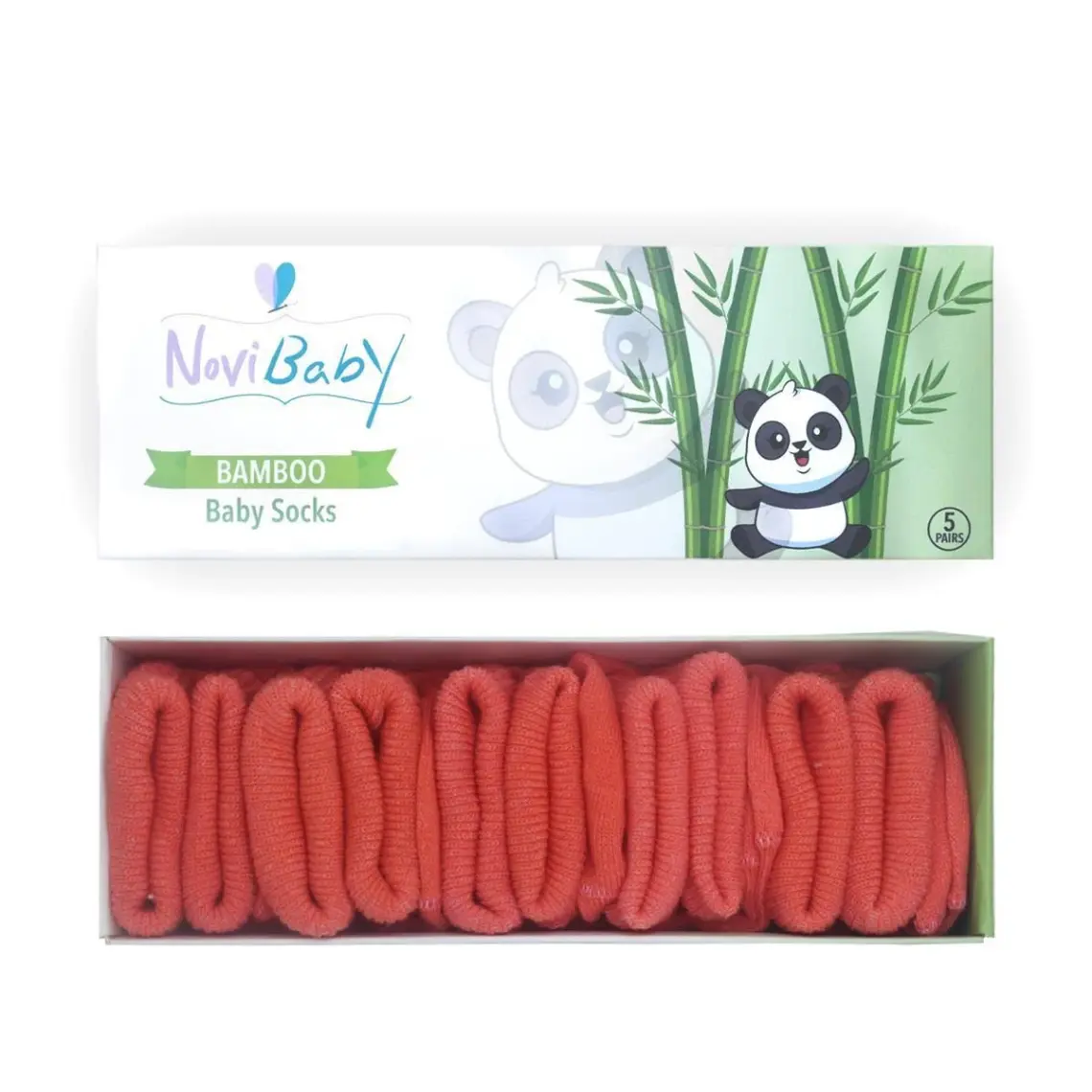 Novibaby 5'li Bambu Yenidoğan Bebek Çorabı I Orange I 0-6 Ay