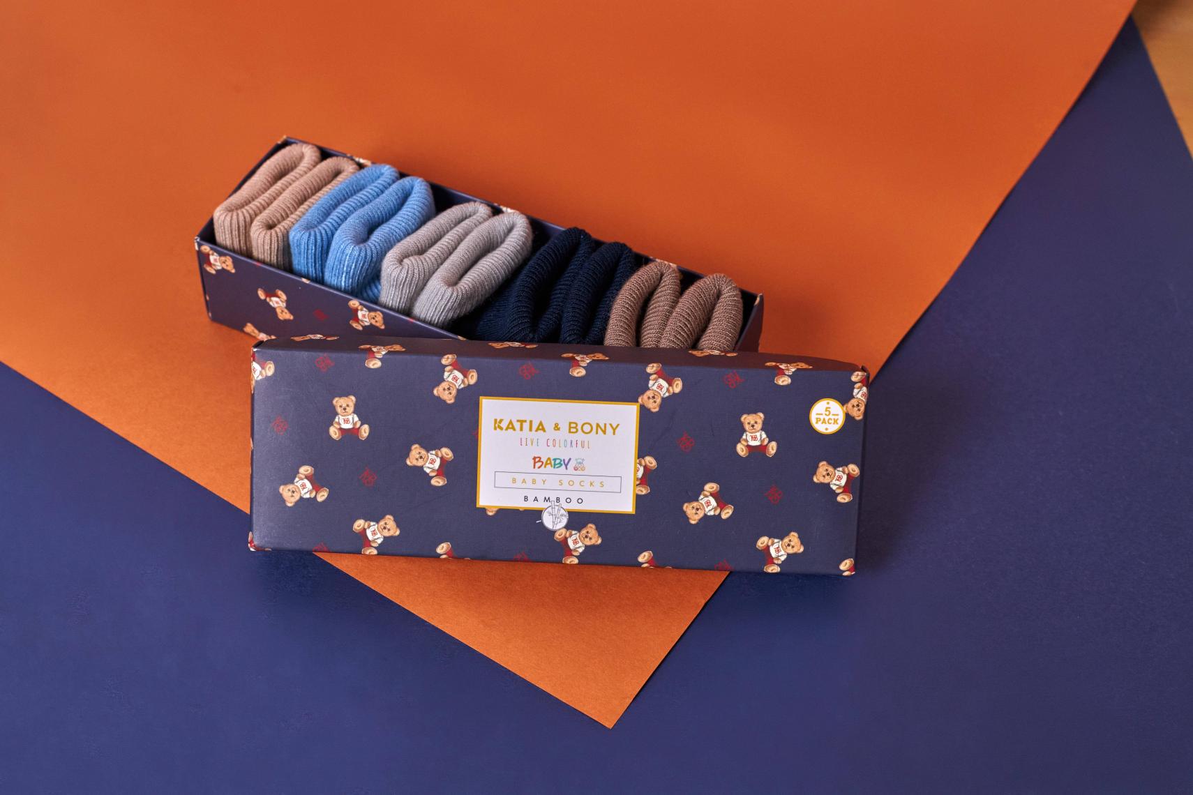 Katia & Bony   Renkli Yenidoğan Bamboo Blue Mix 5 Li Bebek Çorap