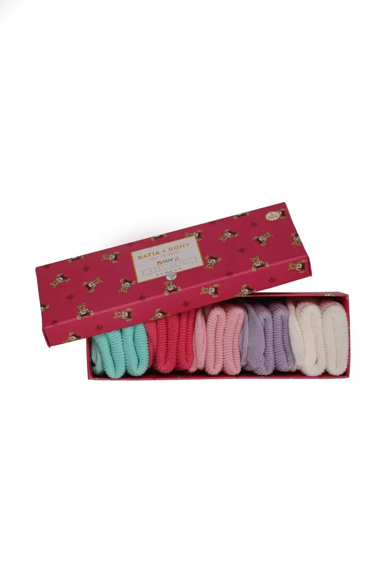 Katia & Bony  Renkli Yenidoğan Bamboo 5 Li Bebek Çorap - Pembe Mix