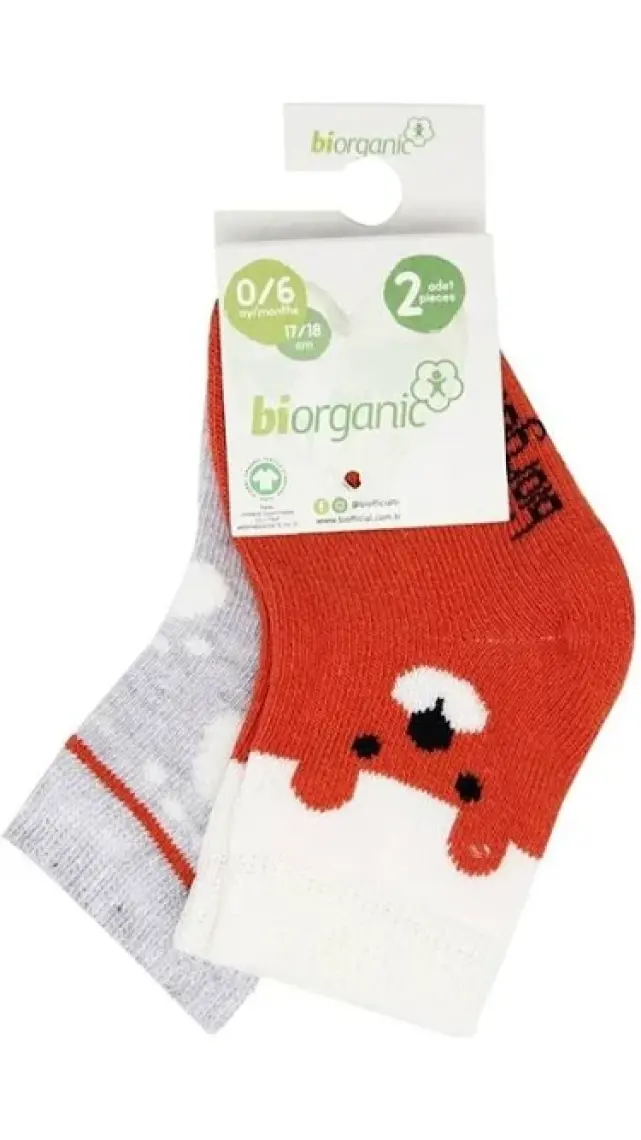 Biorganic Happy Bear 2'li Bebek Çorabı 68409