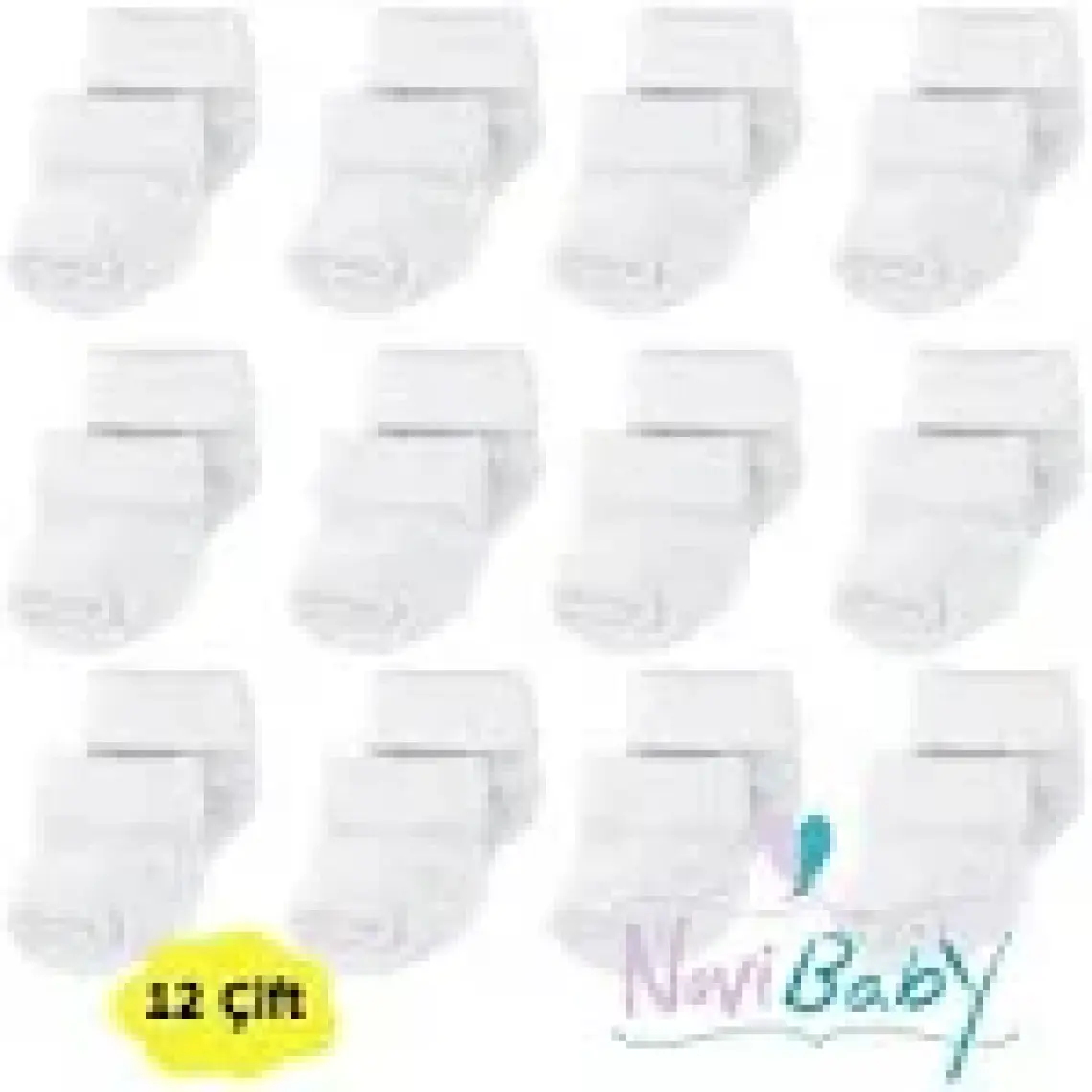 Novibaby 12'li Bambu Yenidoğan Bebek Çorap I Snow White I Kız Erkek Bebek Çorabı