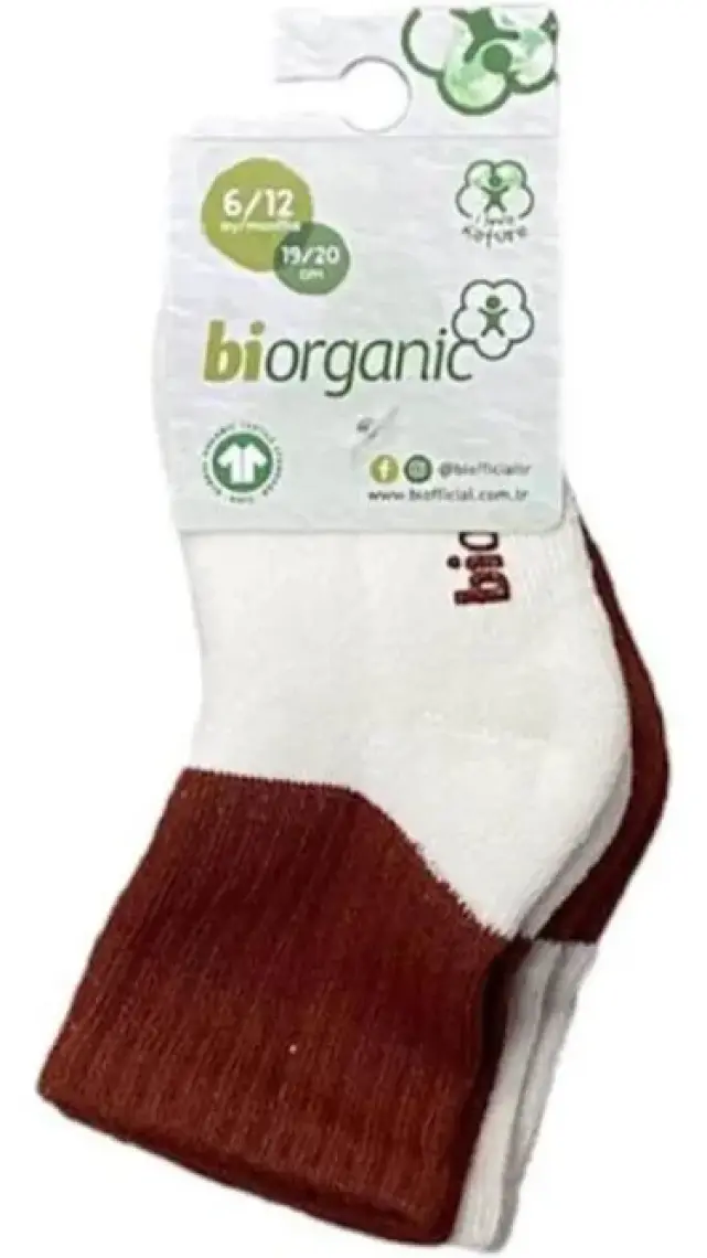 Biorganic Colurs 2'li Havlu Kaymaz Bebek Çorabı 68480