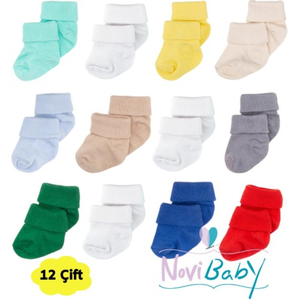 Novibaby 12'li Bambu Yenidoğan Bebek Çorap I Mix Boy I Kız Erkek Bebek Çorabı