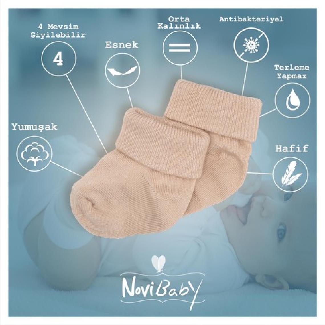 Novibaby 12'li Bambu Yenidoğan Bebek Çorap I Mix Boy I Kız Erkek Bebek Çorabı